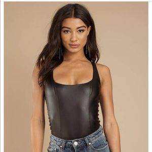 Free People She’s A Vegan Leather Bodysuit